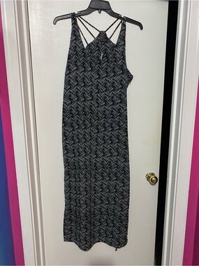 Metaphor Black, White & Gray Chevron Strappy Maxi Dress